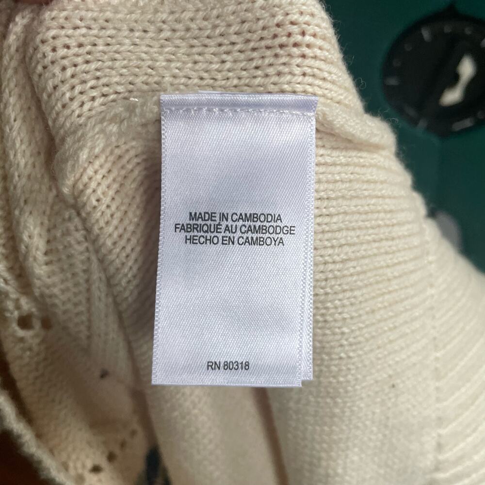 Lucky Brand Cream Cottage Dainty Country Floral Embroidered Grandma Cardigan S - Picture 8 of 9